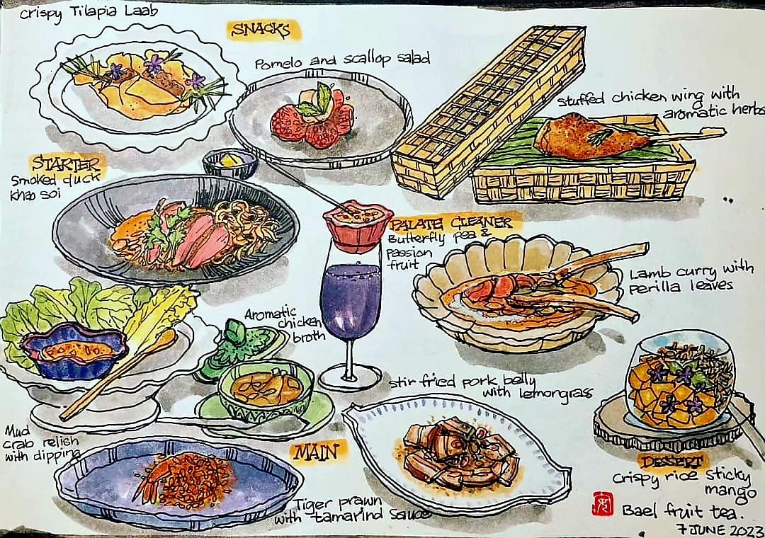 Drawing of the menu w-full h-auto